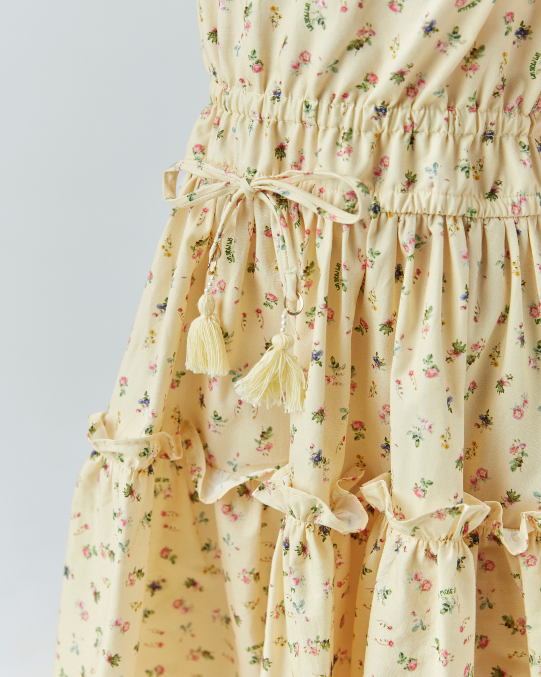 Vestido Infantil de Algodão Estampa Floral Amarelo - Um Mais Um