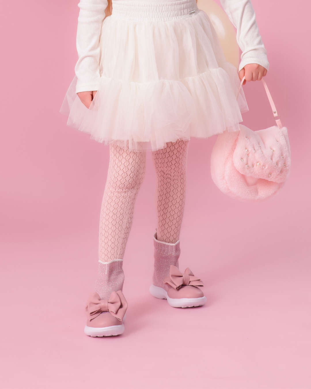 Conjunto Infantil Blusa Coração e Saia-shorts de Tule - Pituchinhus