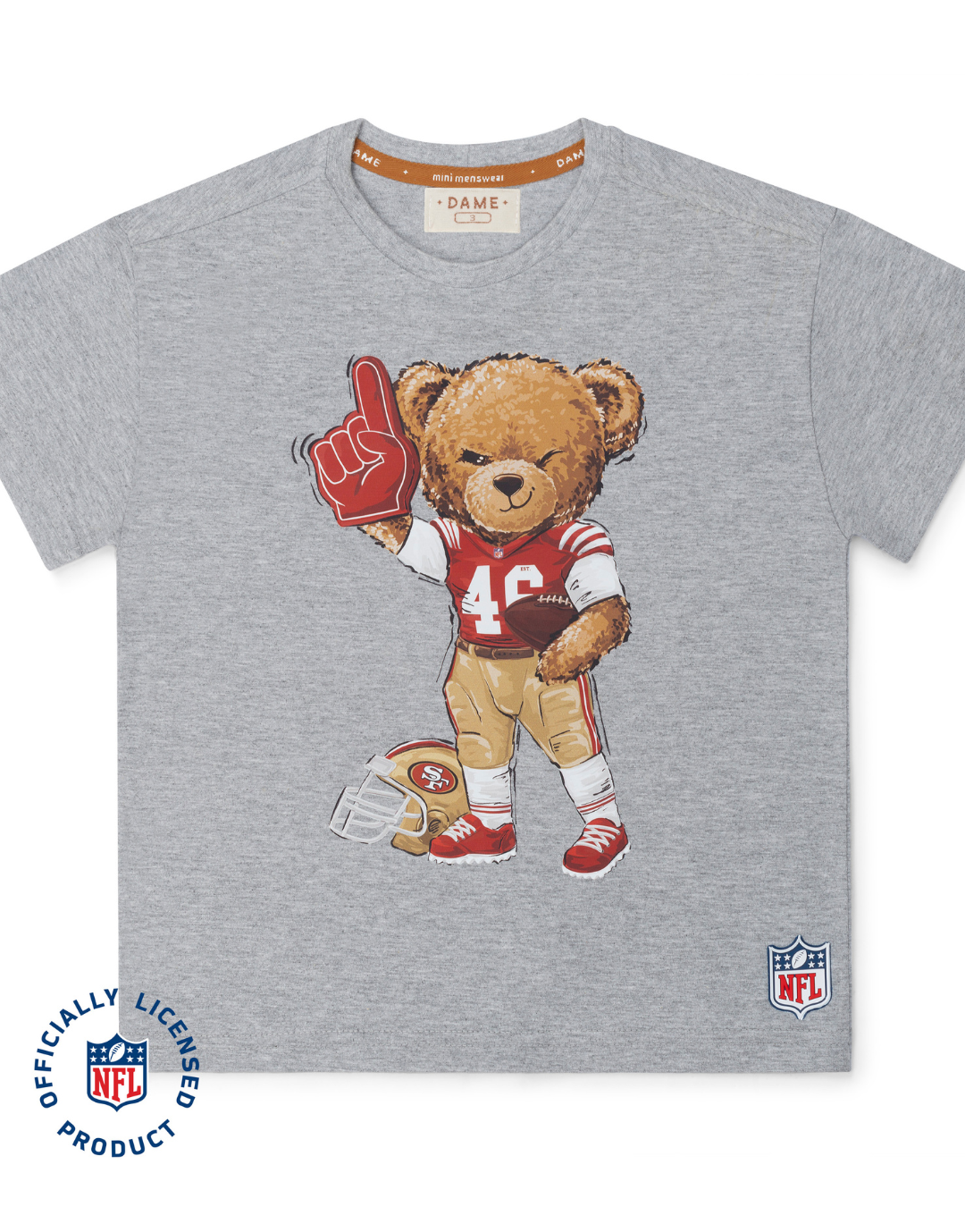 Camiseta Infantil Teddy Futebol NFL Cinza - Dame