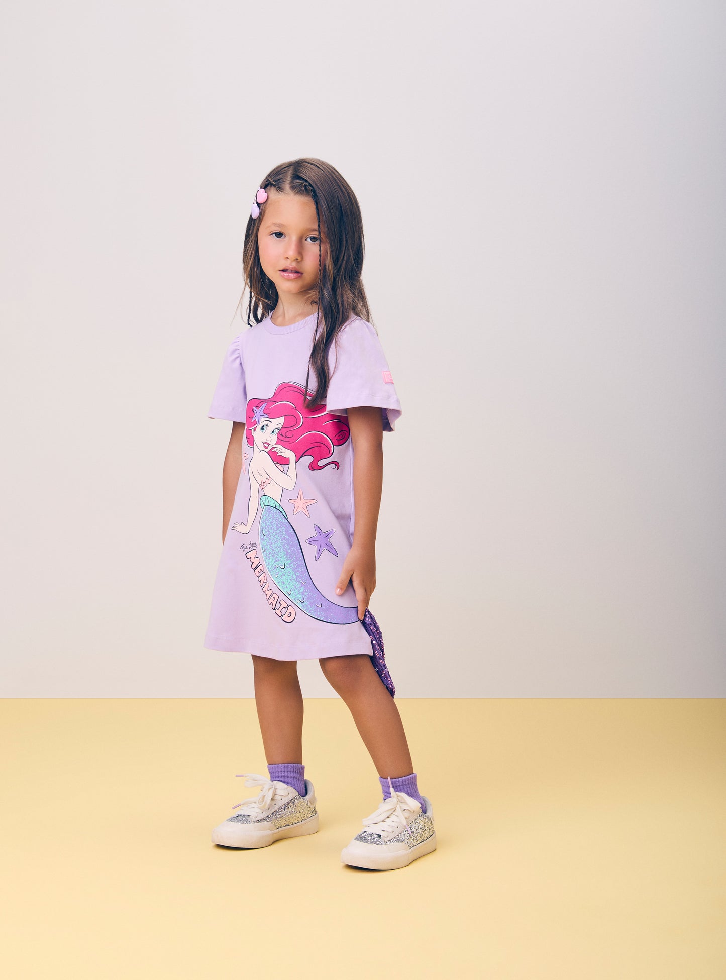Vestido Infantil Pequena Sereia Lavanda - Momi