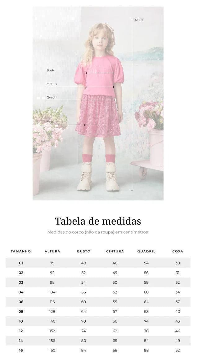Shorts Infantil Metalizado Clássico Rose - Animê