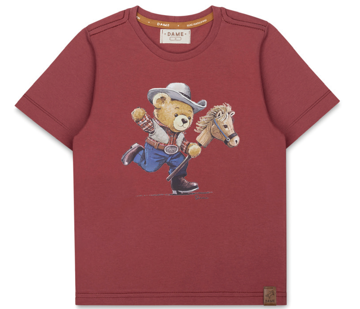 Camiseta Infantil Tedy Boiadeiro Vinho - Dame