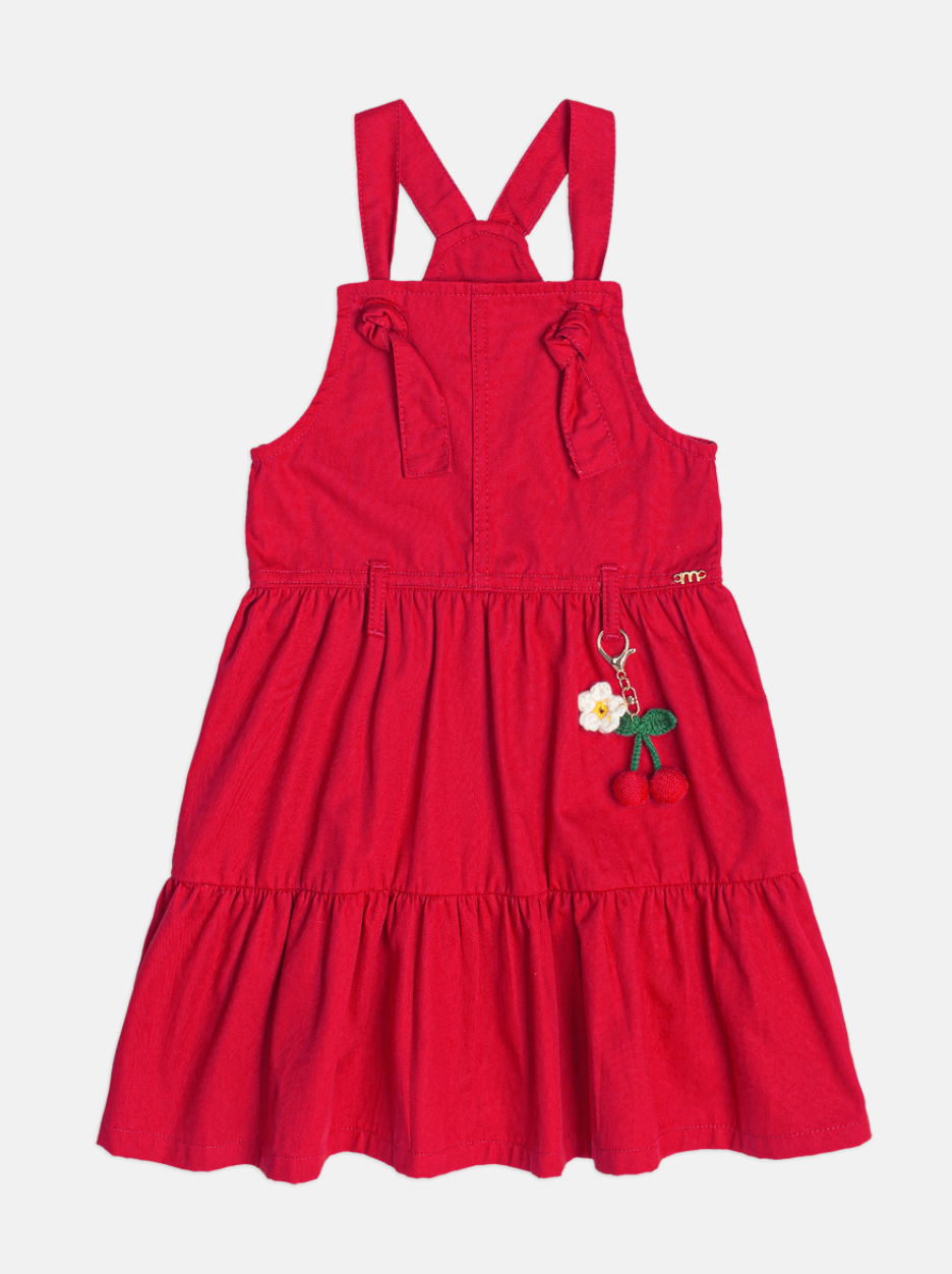 Salopete Infantil Vermelho com Chaveiro Cereja - Momi