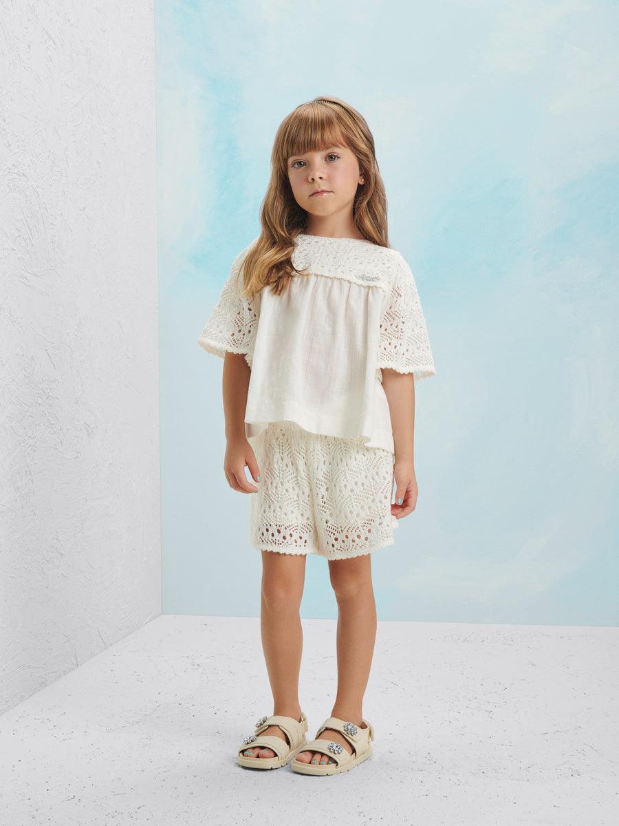 Conjunto blusa e shorts com detalhes em tricô Animê - Gracia