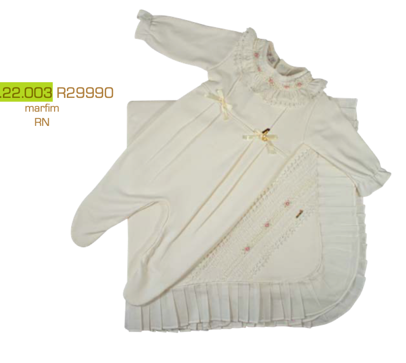 Saída Maternidade Super Luxo Algodão Off White Gola Bordada - Roana