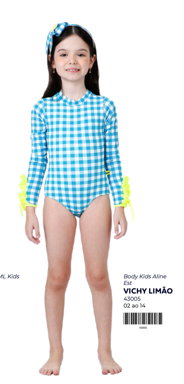 Body Infantil Aline Est. Vichy Limão - Siri Kids