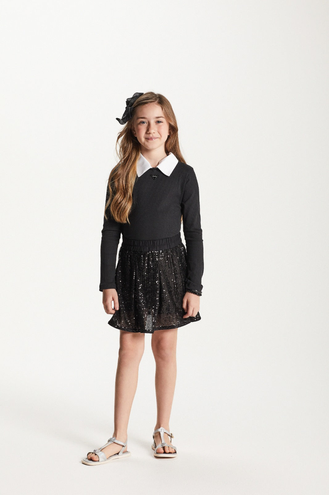 Conjunto Infantil Blusa MalhaTricot e Saia Paetê- Um Mais Um PRÉ-VENDA