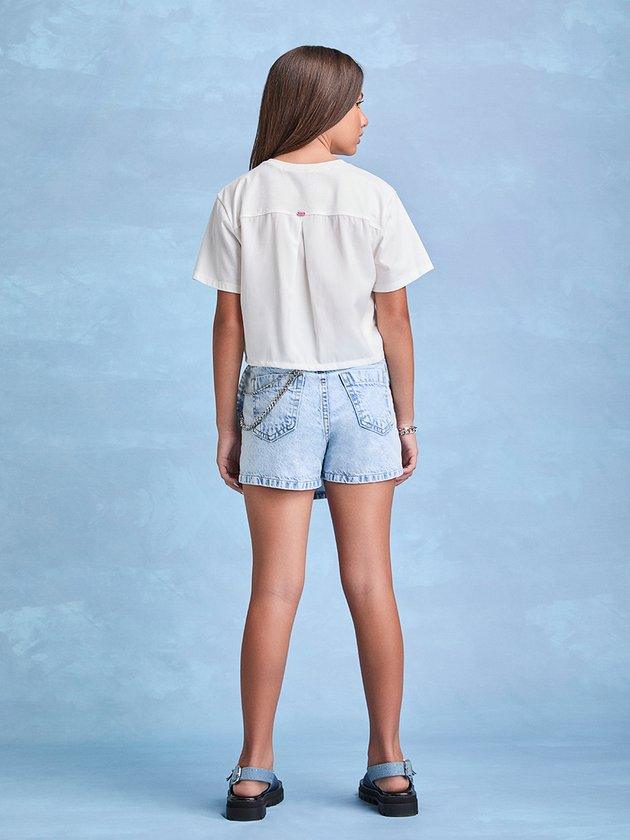 Shorts-saia jeans com pregas I Am - Gracia