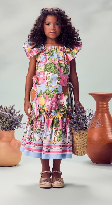Vestido Infantil Estampa Limões Laços Laterais - Animê