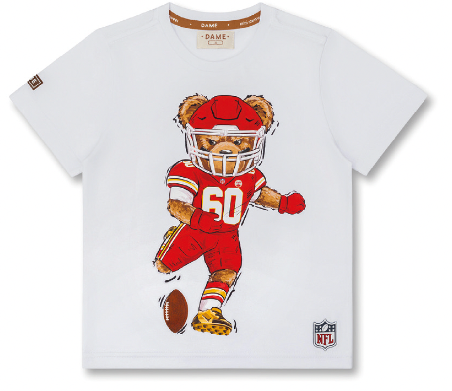 Conjunto Infantil Camiseta Algodão Teddy Kansas City Chiefs NFL e Bermuda Moletom Básica Cinza - Dame