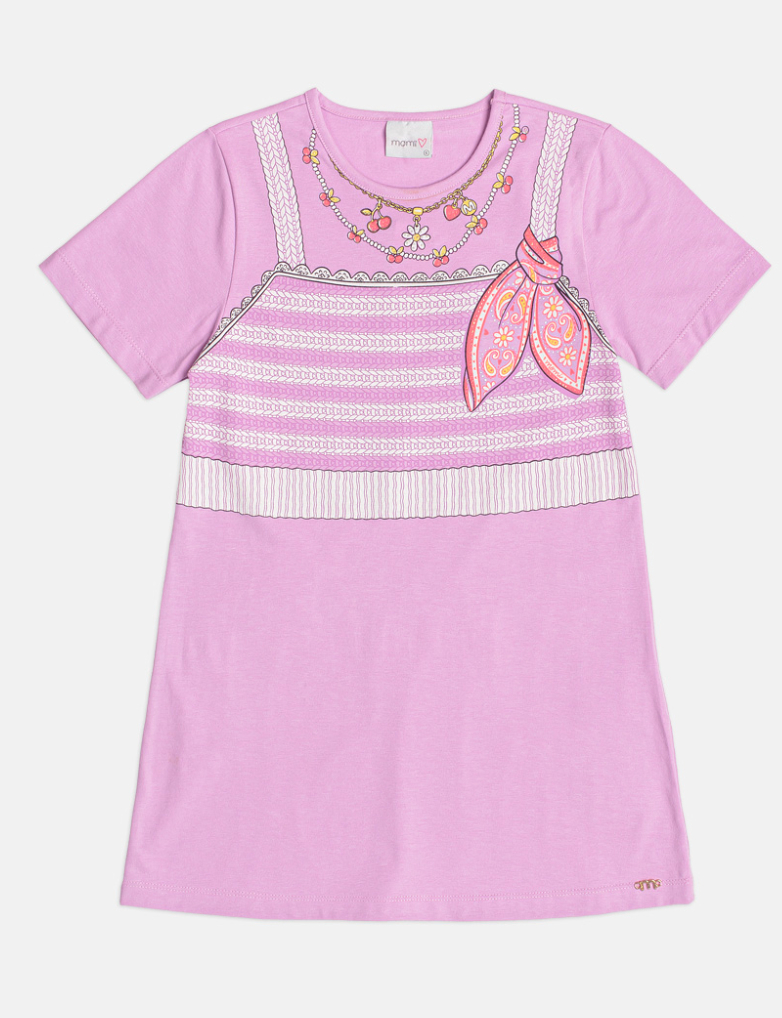 Vestido Infantil Estampa Tricot e Lenço - Momi