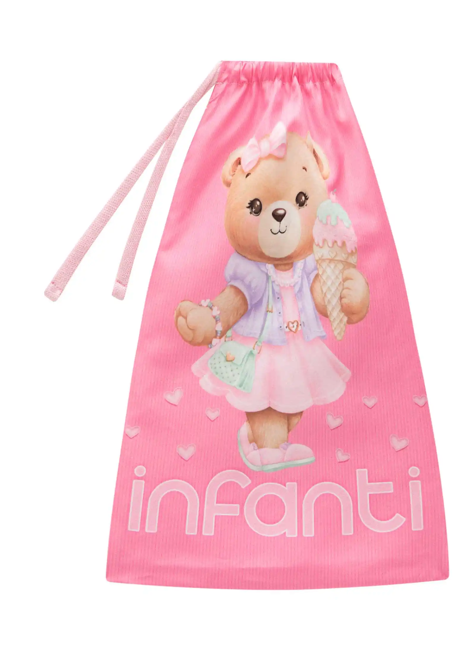 Chinelo Infantil Rosa Ursinha Com Sorvete e Bolsinha - Infanti