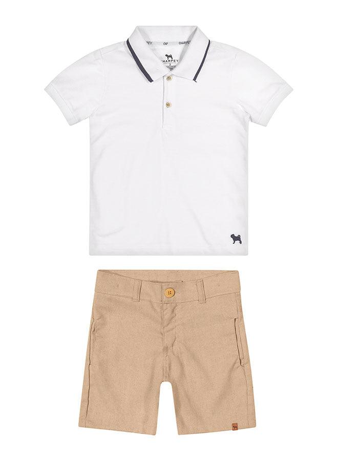 Conjunto polo piquet e bermuda de linho Charpey - Gracia