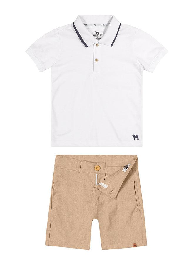 Conjunto polo piquet e bermuda de linho Charpey - Gracia