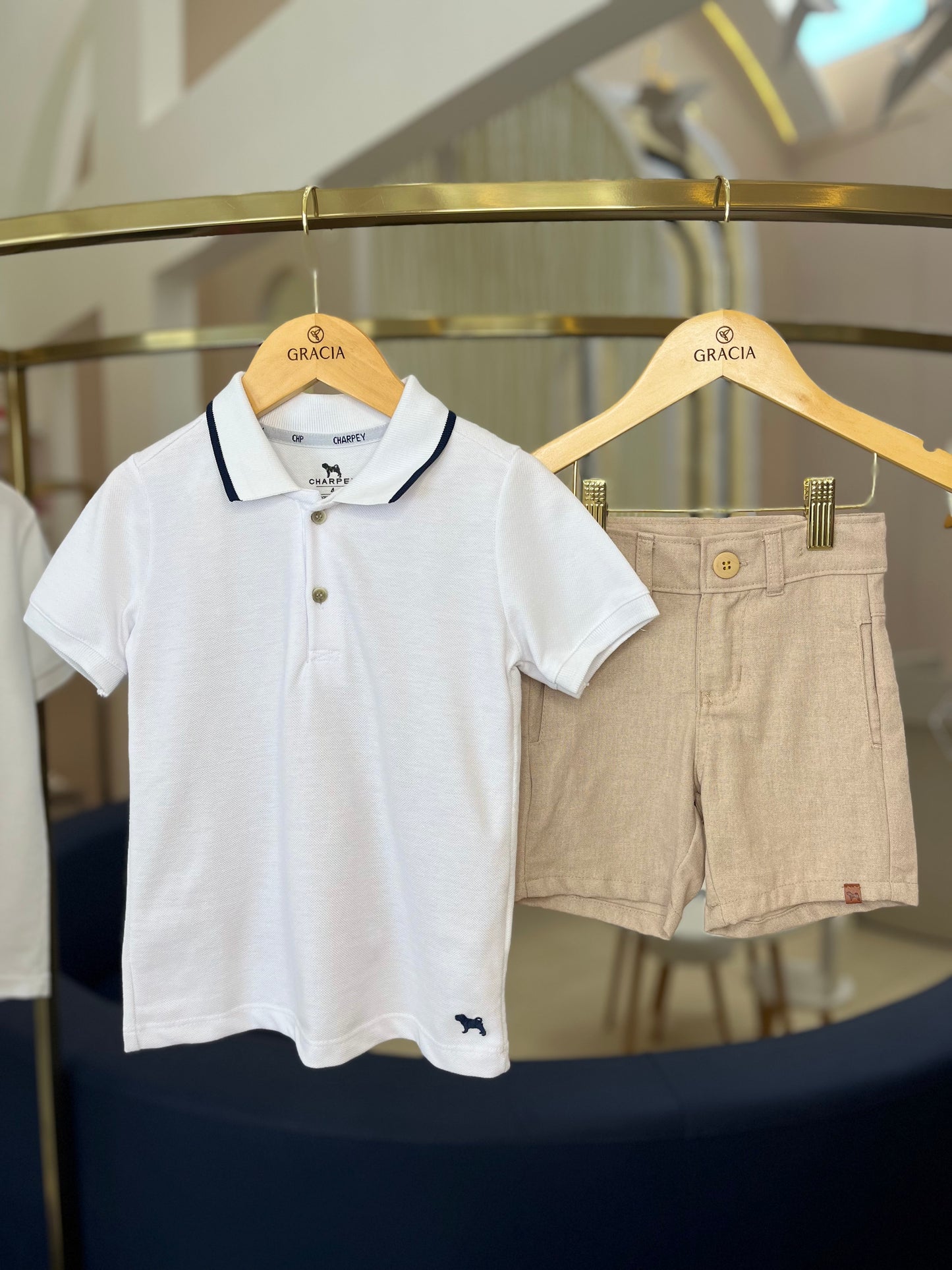 Conjunto polo piquet e bermuda de linho Charpey - Gracia