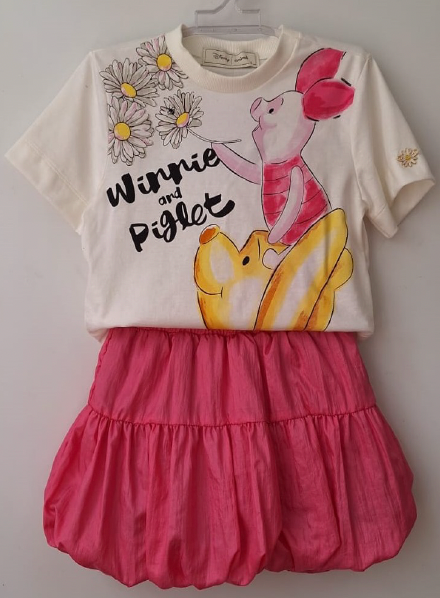 Conjunto Infantil T-Shirt Pooh e Balonê Rosa - Animê