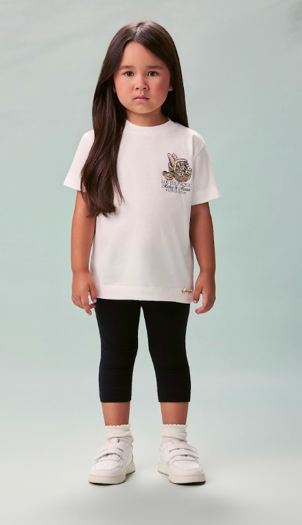 Conjunto Infantil T-Shirt Mickey e Minnie Lovely e Calça Legging Capri - Animê