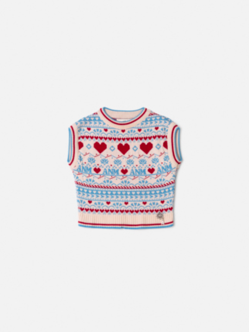 Colete Infantil Tricot Corações - Animê