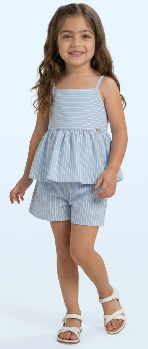 Conjunto Infantil Blusa Alças Com Regulador e Shorts Com Cós de Elástico - Luluzinha