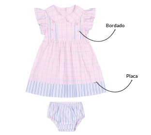 Vestido Bebê Algodão Bordado Golinha Rosa - Charpey