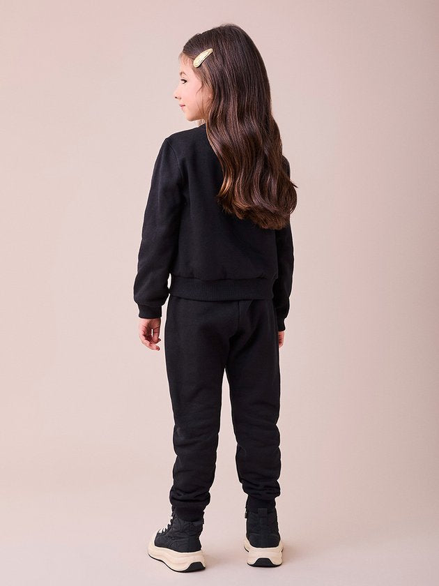 Conjunto Infantil Laço Bordado Paetê Jaqueta e Calça - Momi