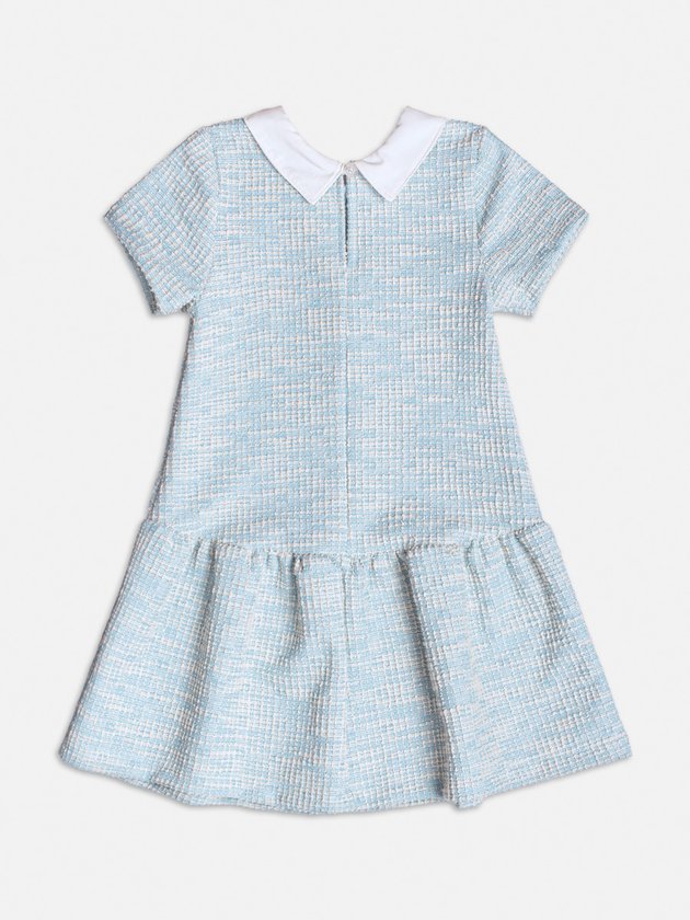 Vestido Infantil Tweed Azul Strass - Momi