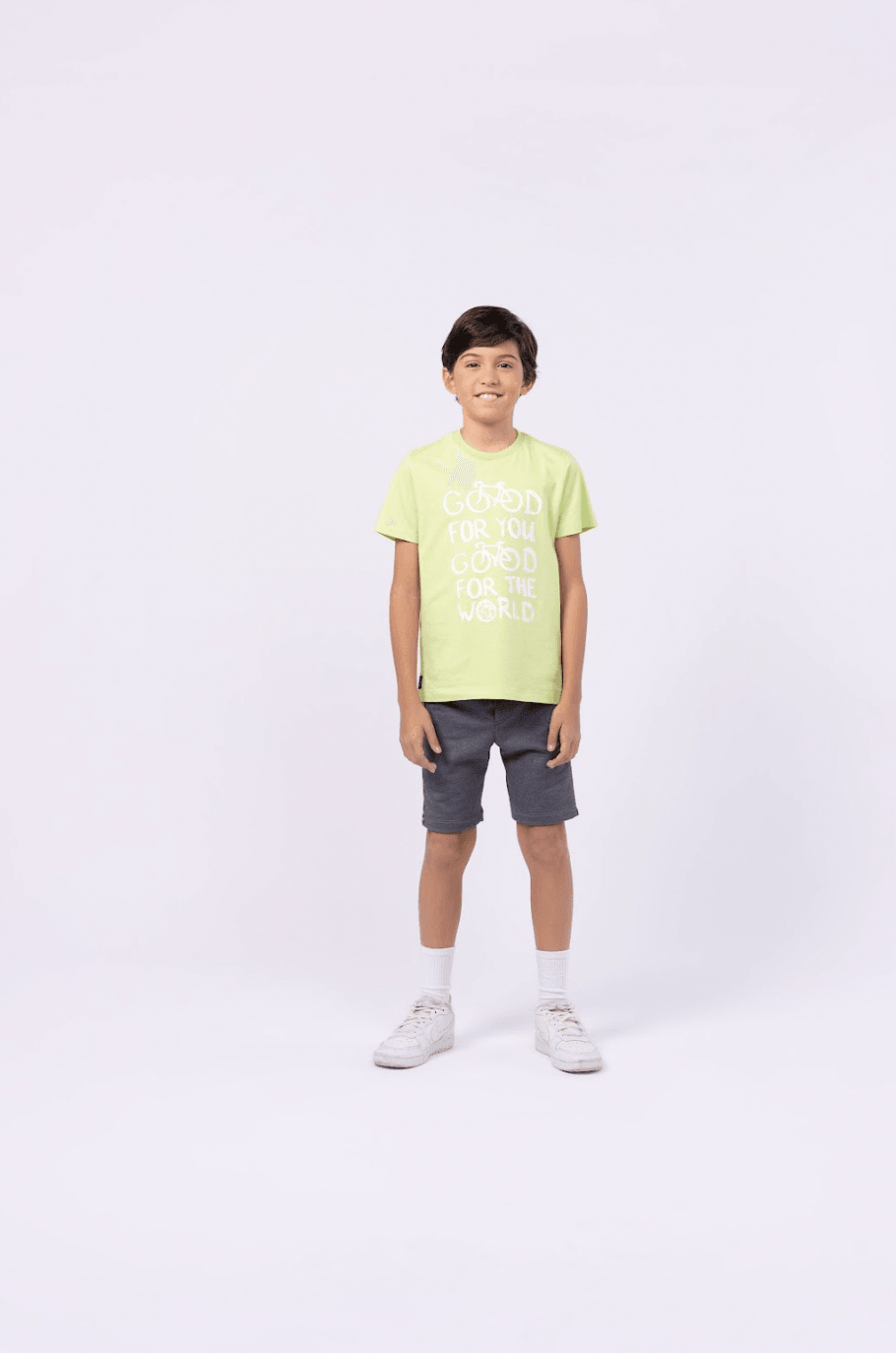 Conjunto camiseta de algodão e bermuda de moletinho Good 1+1 - Gracia