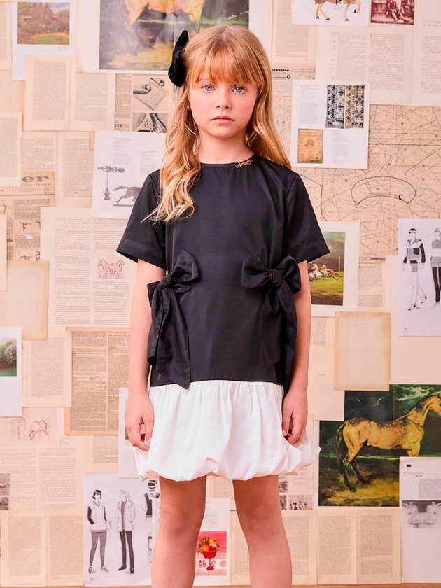 Vestido Infantil Balonê P&B - Animê PRÉ-VENDA