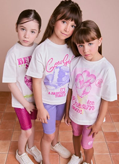 Conjunto Infantil Blusa e Bermuda Summer Collection Lilás - Animê