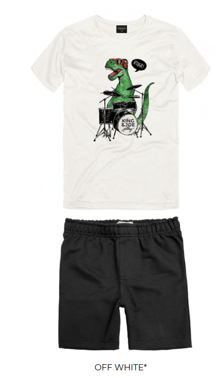 Conjunto t-shirt e bermuda moletom Dino King & Joe Play - Gracia