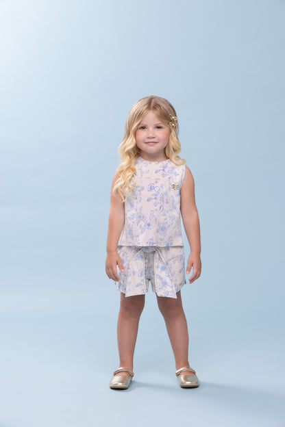 Conjunto Infantil Blusa e Shorts Algodão Toile Du Jour Azul - Charpey