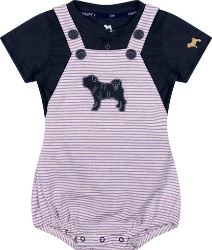 Conjunto Bebê Body Camisa com Macacão Marinho - Charpey