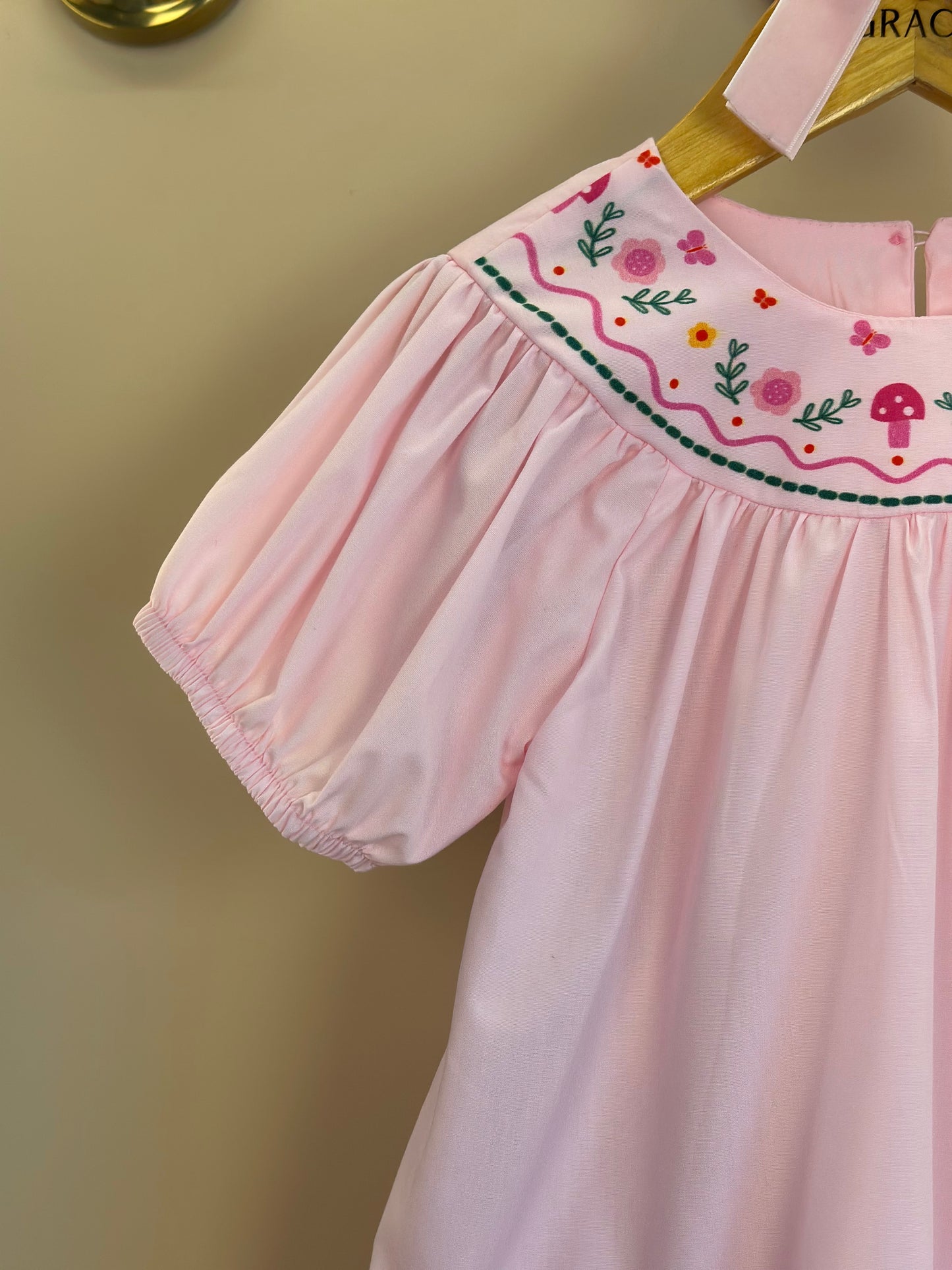 Vestido Infantil Gola Bordada Flores - Mon Sucre