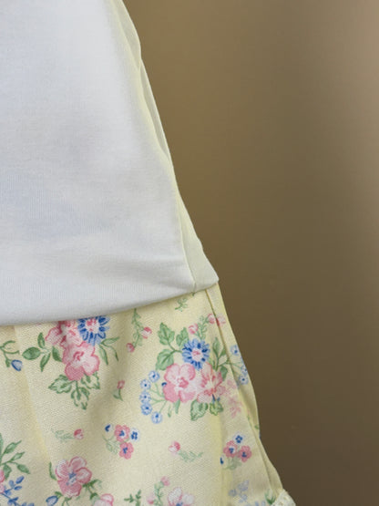 Conjunto Infantil Blusa Strass e Shorts Amarelo Estampa Florais - Petit Cherie