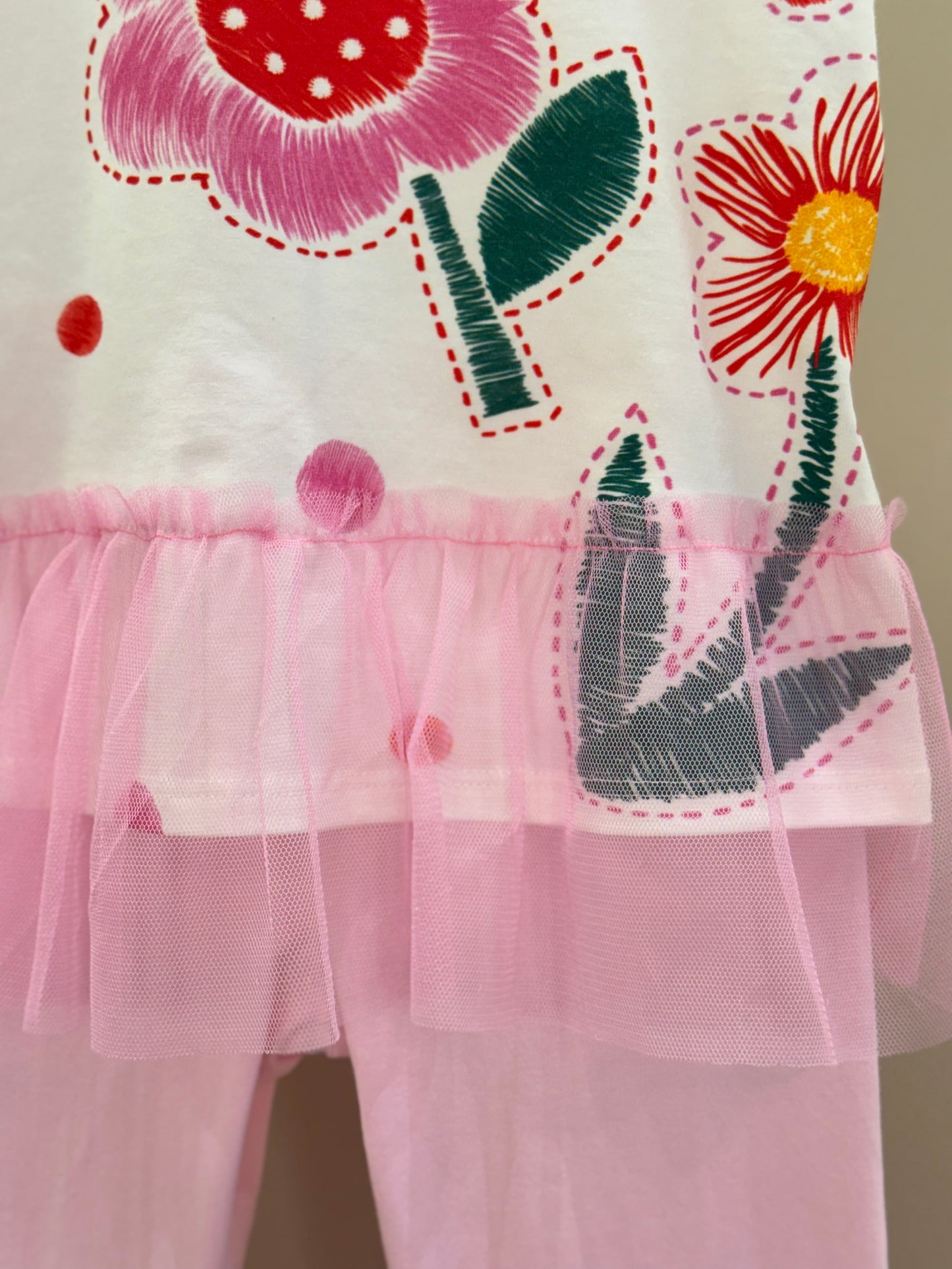 Conjunto Infantil Blusa Flor Tule e Legging - Mon Sucre