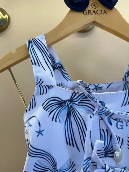 Conjunto Infantil Bata Estampada Sonho a Beira Mar e Shorts Sonho a Beira Mar - Gabriela Aquarela