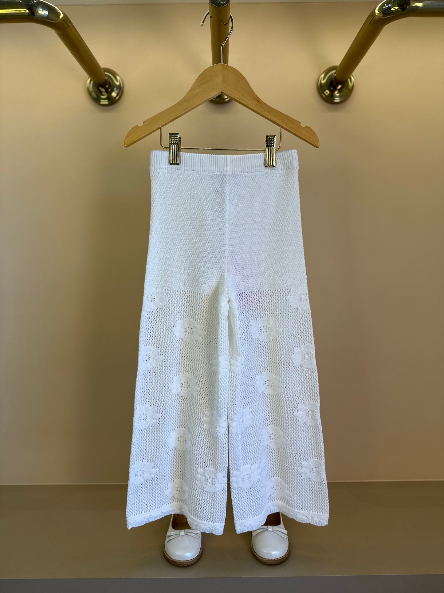 Calça Infantil Tricot Ponto Rendado Flores - Pituchinhus