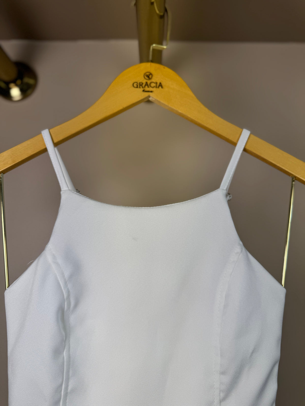 Vestido Teen Off White Com Alças Finas e Saia em Tule - Vanilla Cream