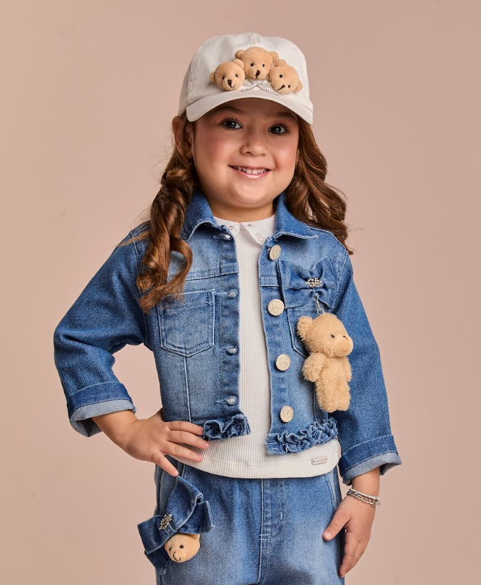 Jaqueta Infantil Ursinho Jeans - Gabriela Aquarela