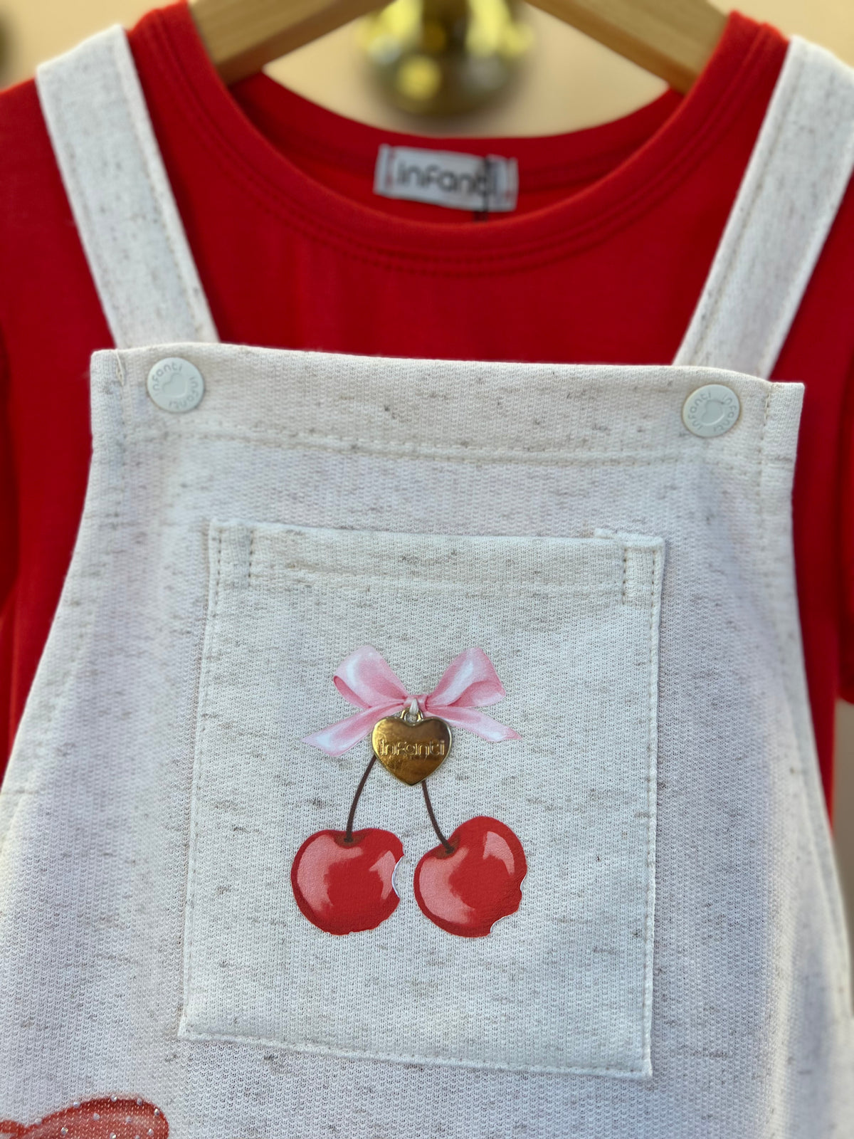 Salopete Infantil Estampada Ursa e Blusa Vermelha - Infanti