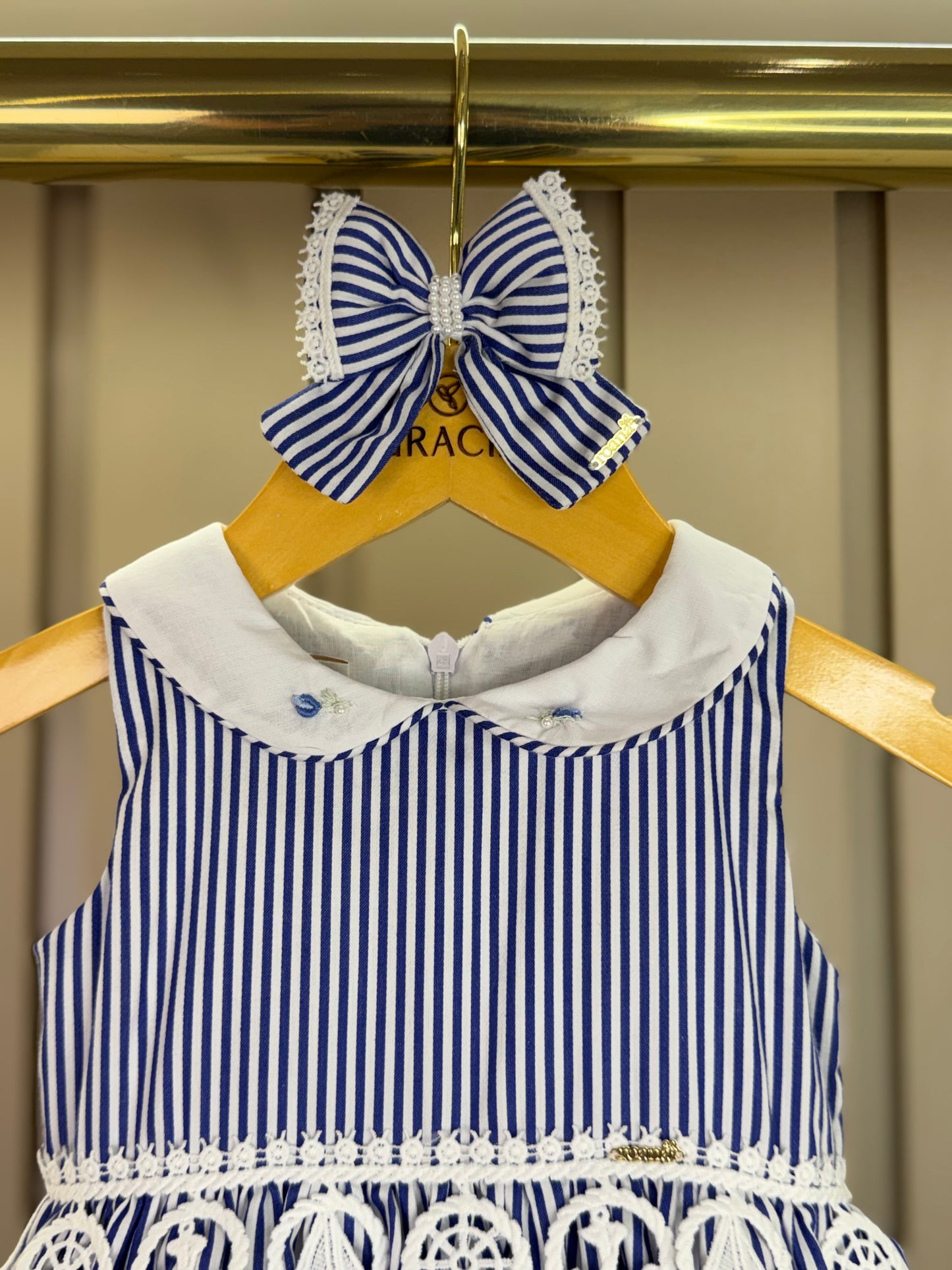 Vestido Bebê Marinheira Golinha, Lacinhos e Aplicações - Roana