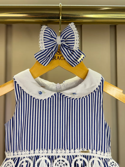 Vestido Bebê Marinheira Golinha, Lacinhos e Aplicações - Roana