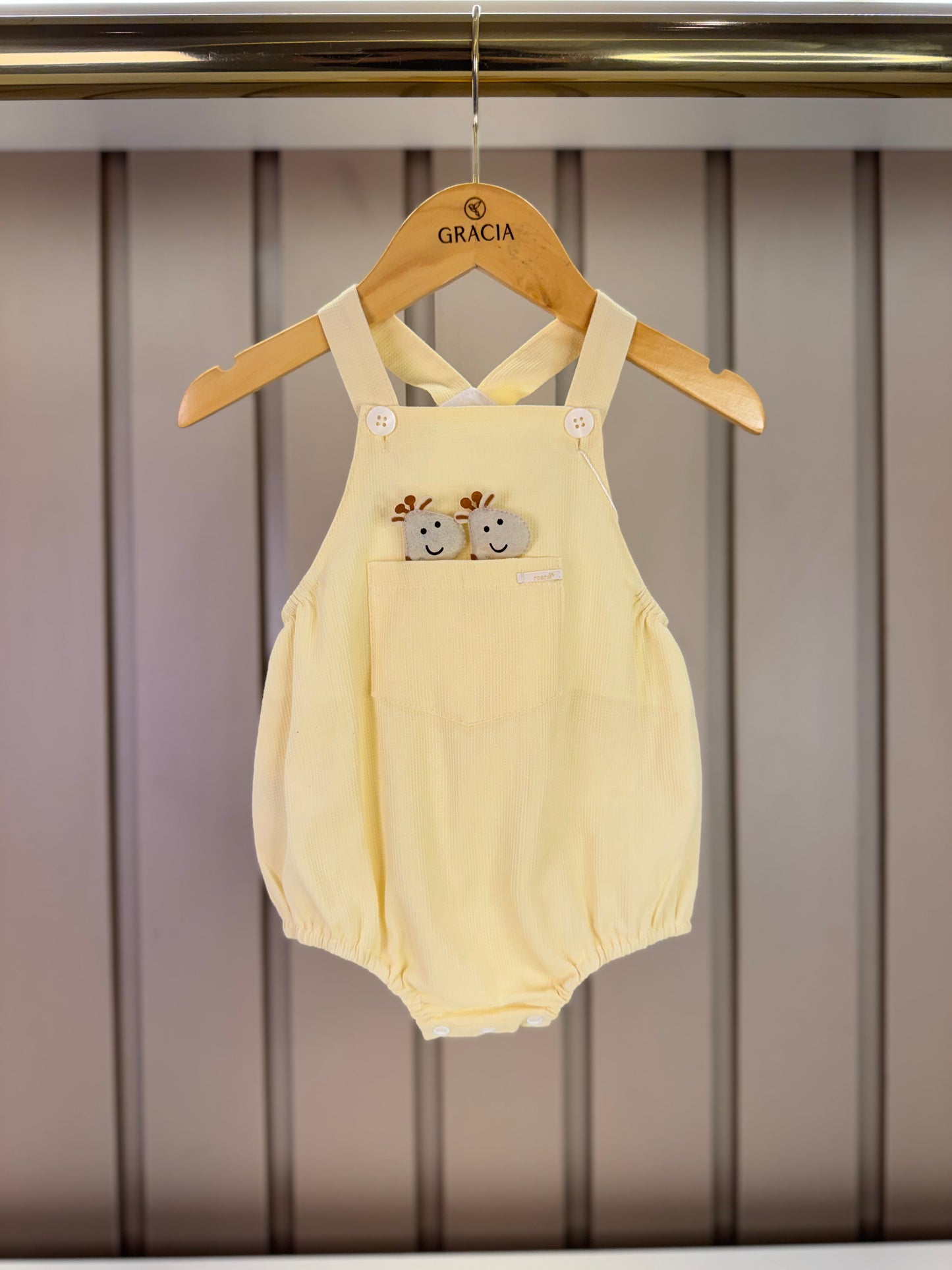 Jardineira Bebê Revelação Girafa - Roana