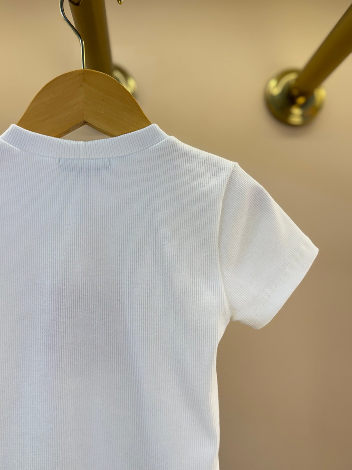 Camiseta Infantil Lacinho Tule Off White e Rosa - Gabriela Aquarela