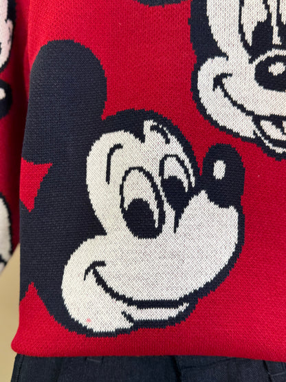 Conjunto Infantil Casaco Tricô Mickey Vermelho e Calça Jeans Leve Casual Marinho - Youccie