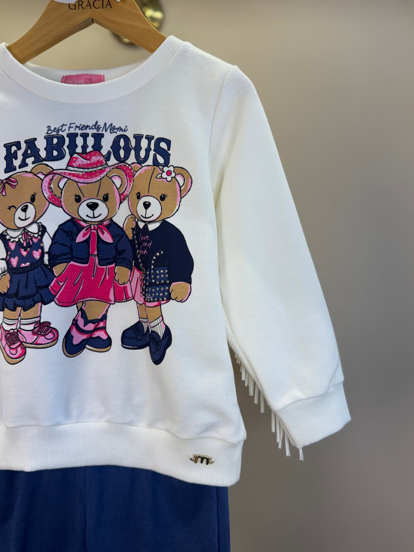 Conjunto Infantil Blusa Casaco Fabulous e Calça Legging Azul - Momi