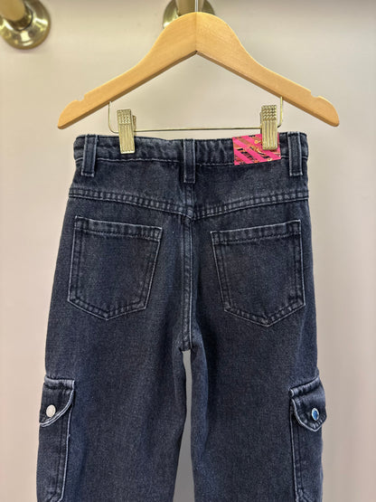 Calça Infantil Wide Leg Jeans Bolso Lateral  - Um Mais Um