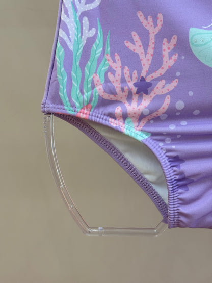 Maiô Infantil Lilás Com Estampa de Sereia - Infanti