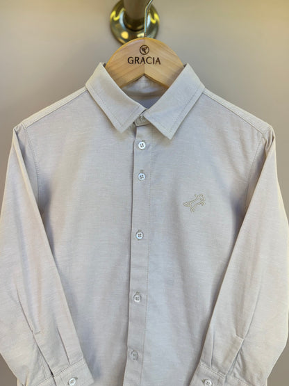Camisa Infantil Social Oxford Bege - Dame