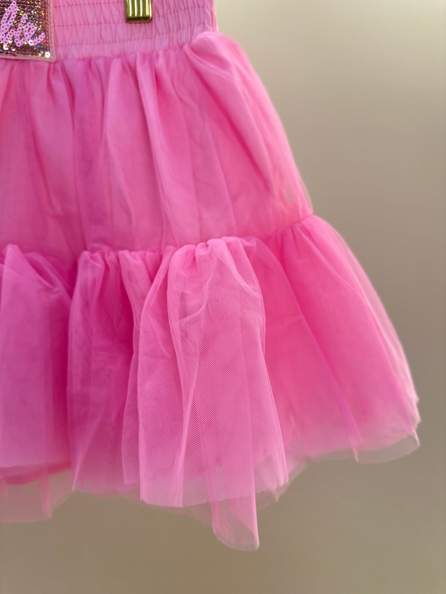 Saia Infantil Tule Babados Patche Barbie Rosa Ópera - Pituchinhus